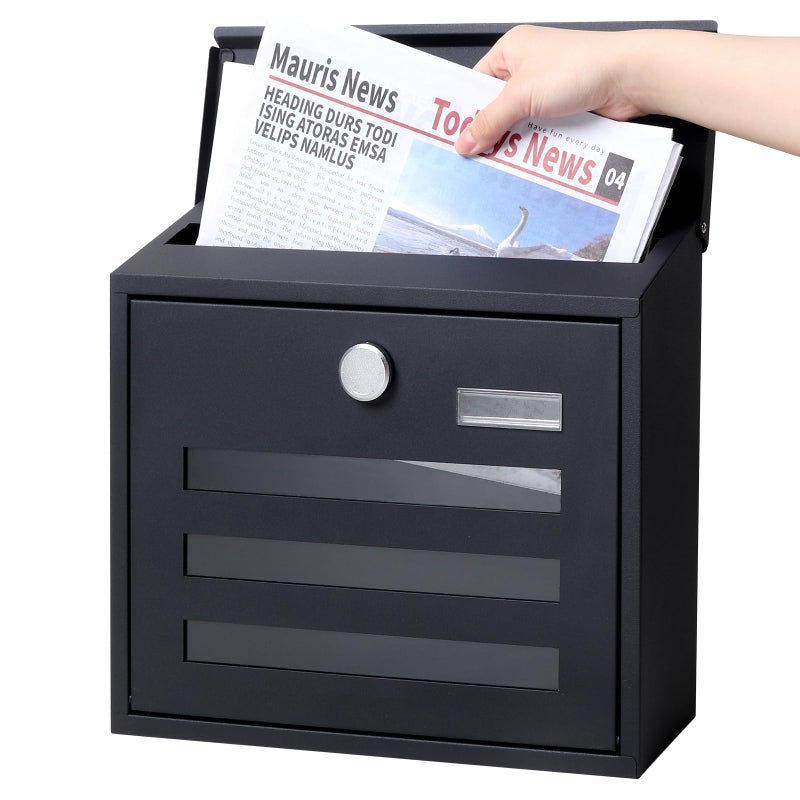 Jssmst Locking Mailbox Wall Mounted Vertical- Jssmst mailboxes with Key Lock Large Capacity, Key Lock Drop Box Large Capacity with Galvanized Cover and Rust-Proof Metal, 13 x 11.8 x 4.1 Inch SM-HPB918 - Image 4